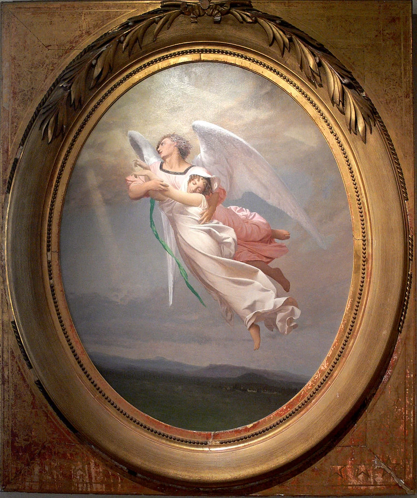Un'anima portata via da un angelo